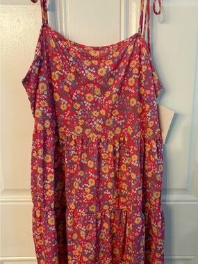 HEIMISH USA Pink Floral Tiered Sundress with Yellow Accents plus size 1X